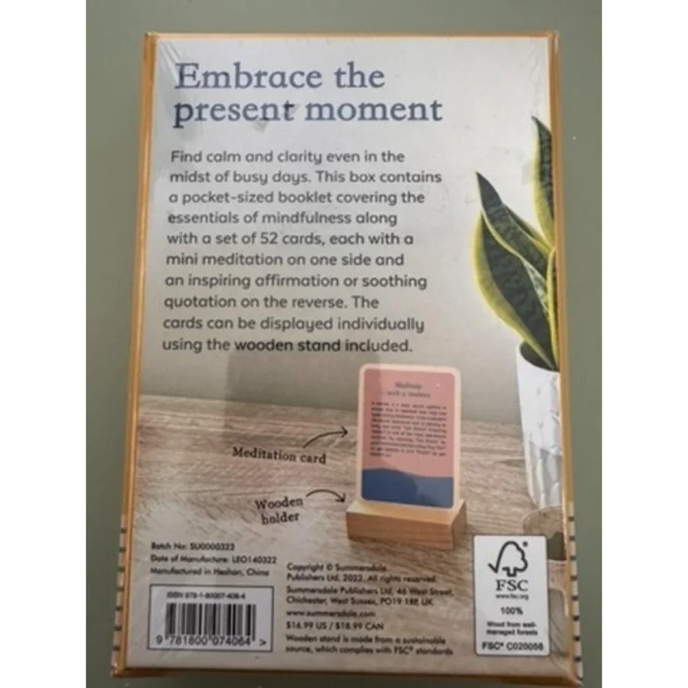 The Little Box of Mindful Meditations 52 Cards & Quotes Booklet with Card Holder